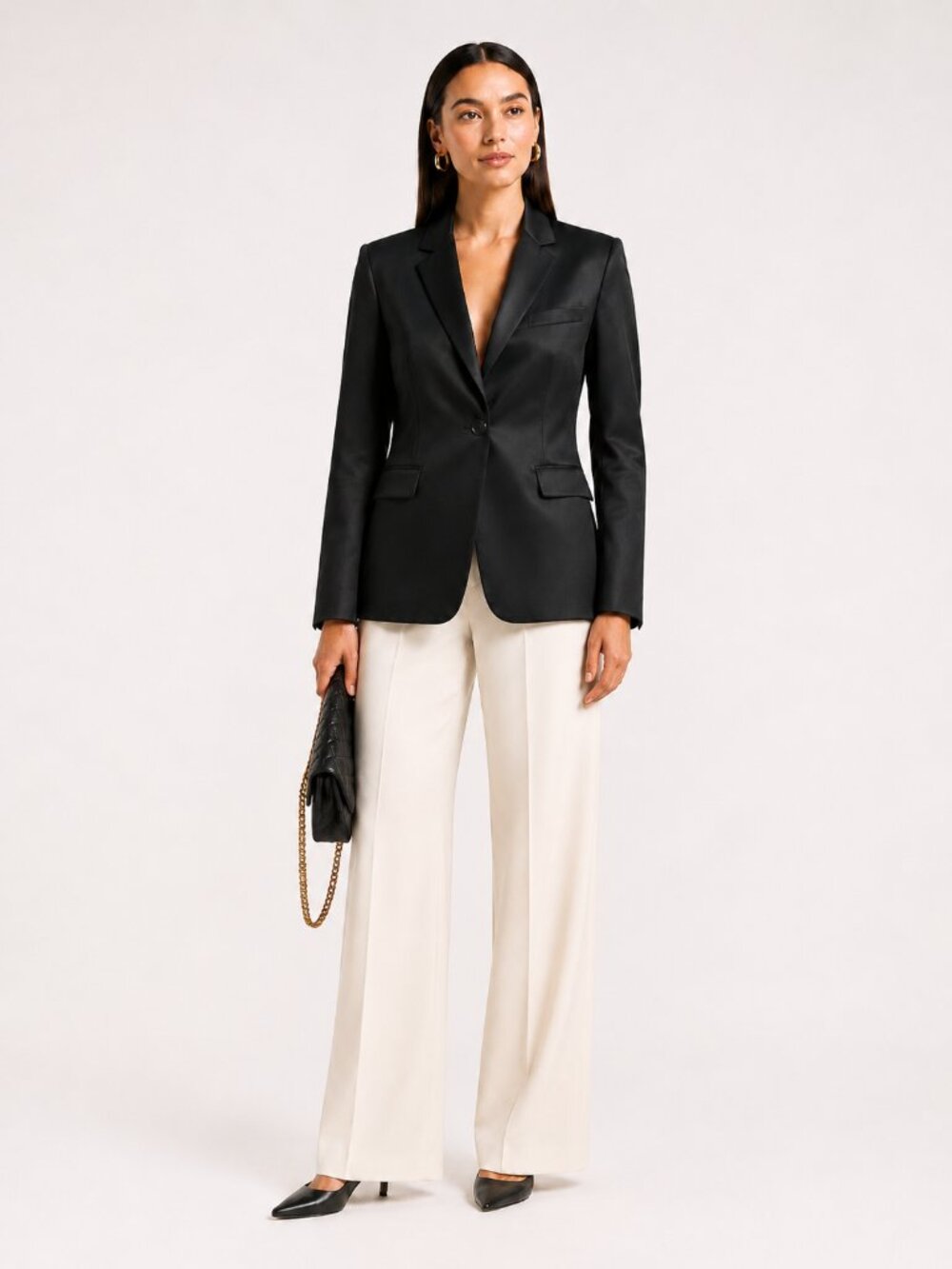 Sandro Black Single-Button Tailored Blazer